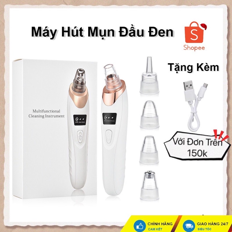 Máy Hút Mụn Hút 5 đầu💥CÓ MÀN HÌNH LED💥5 đầu hút,dùng sạc usb hàng cao cấp[  mã 002 ]