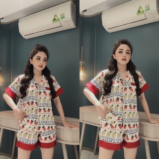 Bộ Lụa Cộc Mặc Nhà Sang Chảnh💋free ship💋 ảnh thật