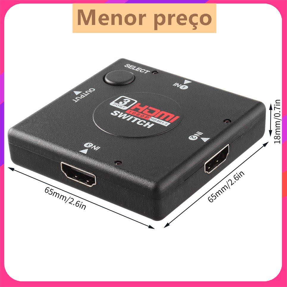 Video định nghĩa Bộ chuyển mạch mini 3 Cổng Bộ chuyển đổi HDMI cho HDTV PS3 1080P