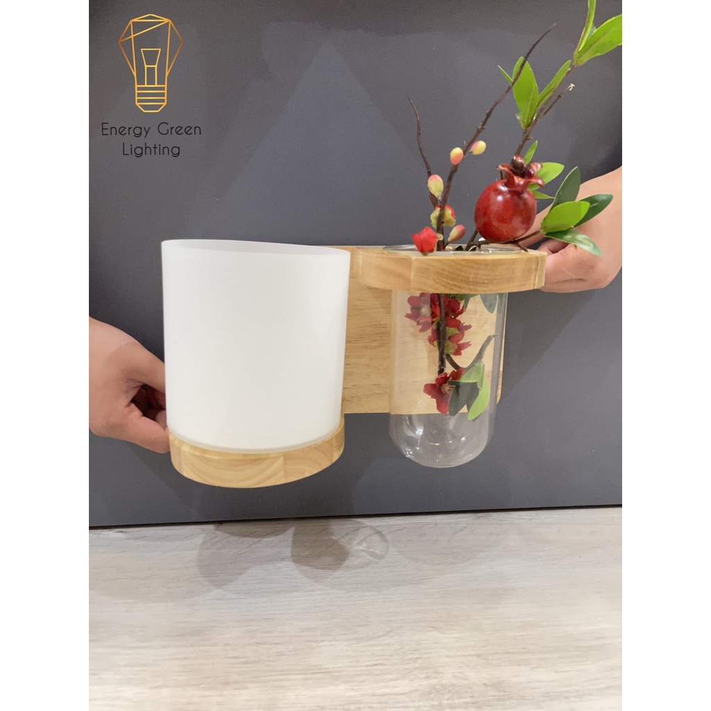 Đèn Tường Energy Green Lighting Kệ Gỗ Chao Thủy Tinh Hiện Đại DT-2614 - Trang Trí Căn Phòng - Đã Bao Gồm Bóng LED 3W