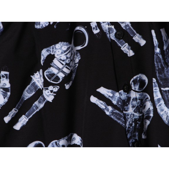 Áo sơ mi đen giống GDRAGON họa tiết phi hành gia mùa xuân thu