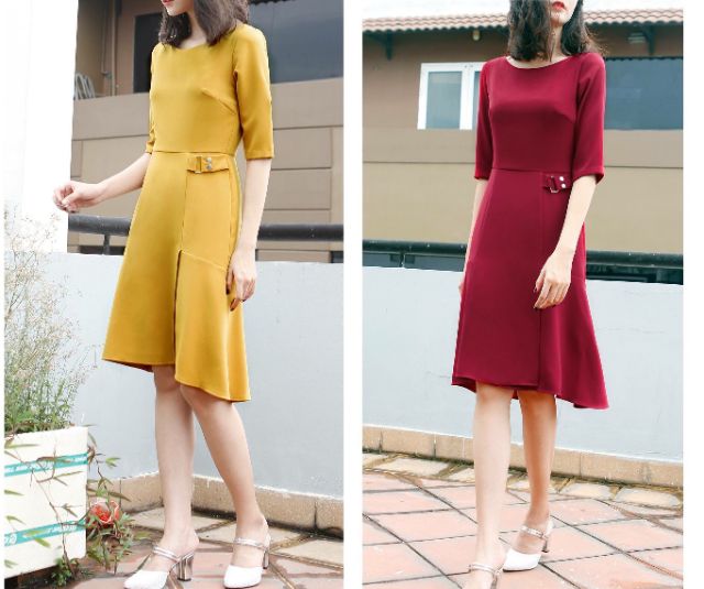 Đầm Ck dáng xòe xẻ tà