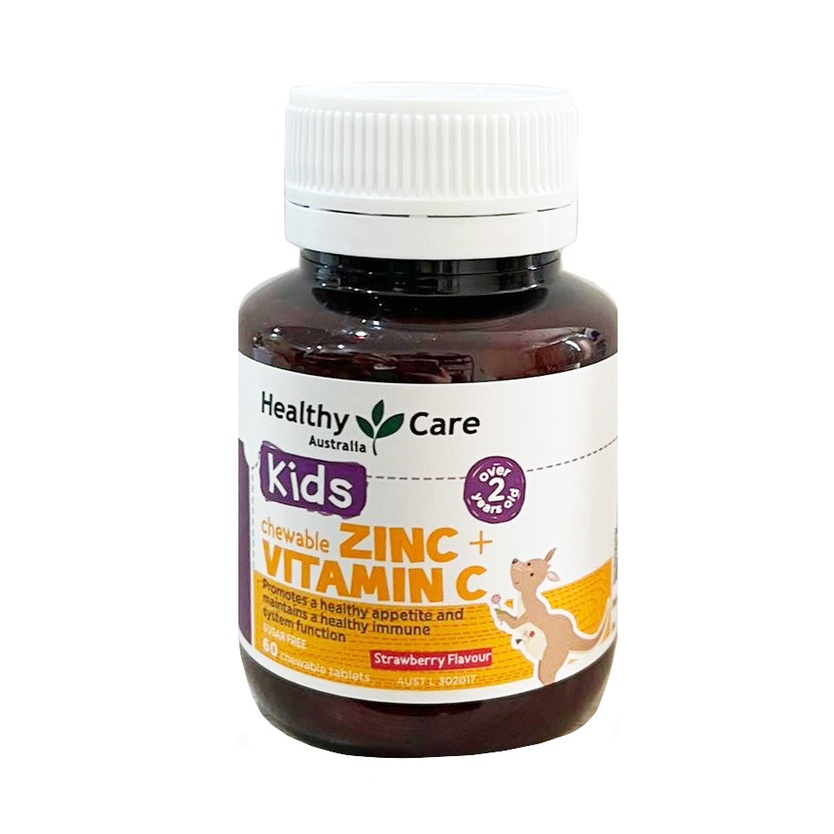 Healthy Care Kids ZinC + Vitamin C Viên nhai vị dâu Úc (60v)