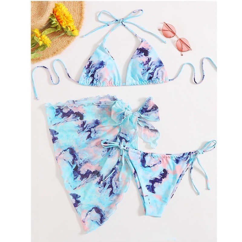 [BKN949] <ÂU> SET BIKINI 3 MÓN KÈM KHĂN HÔNG (4 KIỂU) | BigBuy360 - bigbuy360.vn