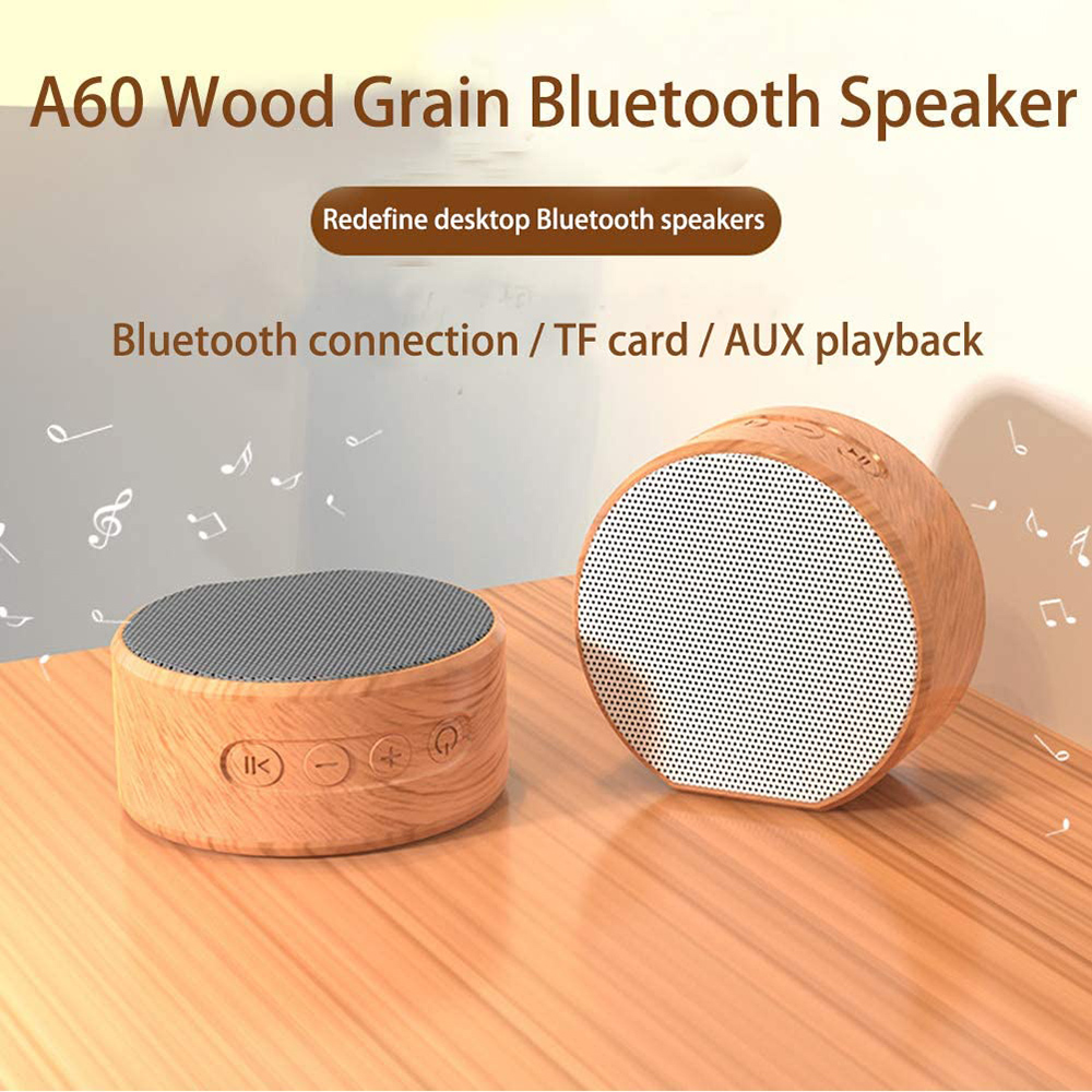 Loa không dây bluetooth A60 mini âm thanh nổi hỗ trợ thẻ TF họa tiết vân gỗ thời trang nhỏ gọn