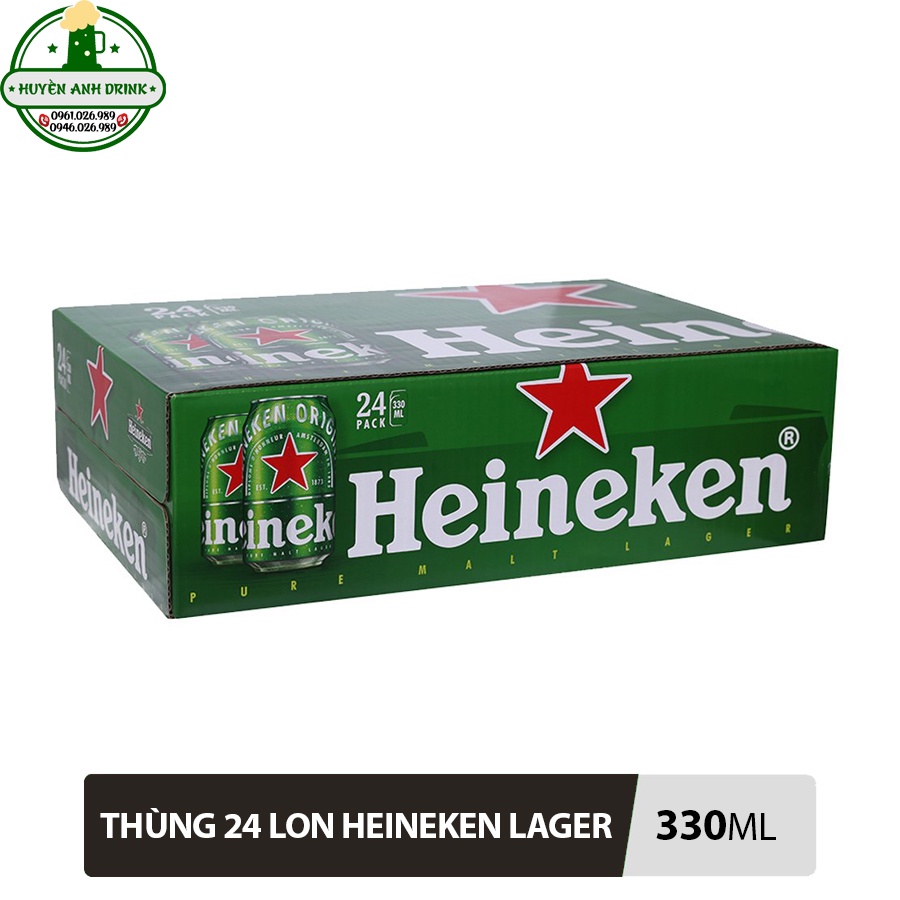 Bia Heineken Lon 330ml - Thùng 24 Lon - CTKM giảm giá đặc biệt