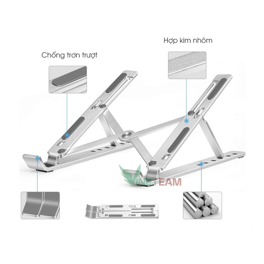 Laptop holder - Giá đỡ Laptop - MacBook bằng nhôm điều chỉnh độ cao theo nhu cầu sử dụng -dc3716