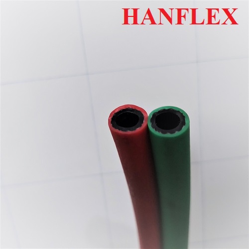 Ống hàn - cắt gió đá, Dây hơi đôi màu xanh đỏ 1/4"  6.5mm 20Bar 300PSI 20kg/cm2