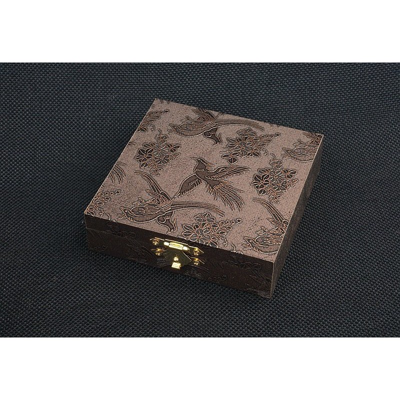 ( 10x10 cm ) Hộp gỗ vuông HÌNH HẠC VỎ NÂU đựng đồ cổ trang xinh xắn