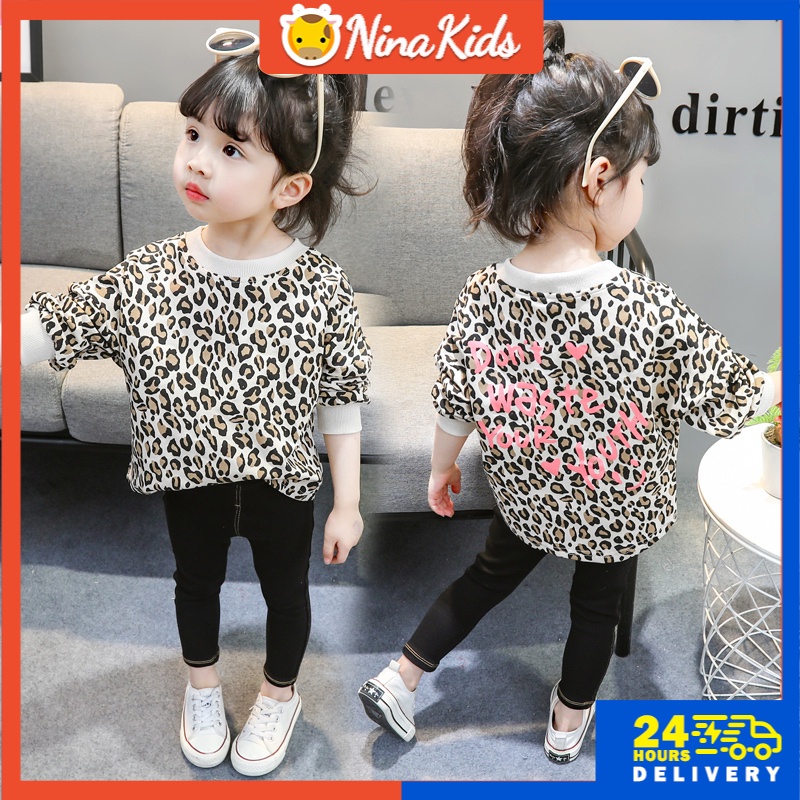 Áo thun   cổ tròn hoạ tiết da báo dành cho trẻ em 0-6 tuổi