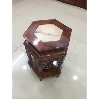 [HCM] Ghế đôn lục giác cao 70cm, mặt ghế 32cm, kết hợp giữa gỗ và đá, chân có đế