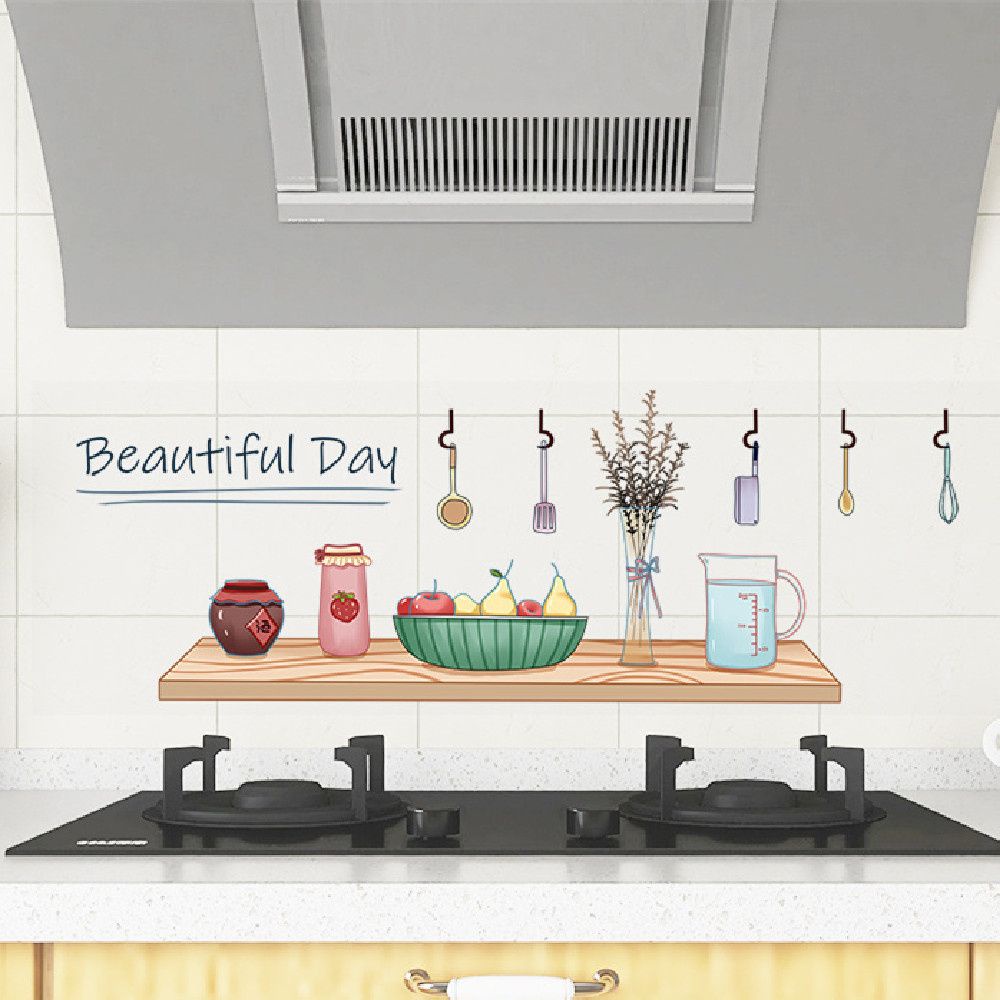 Giấy Dán Tường Trong Suốt Chống Dầu Chịu Nhiệt Độ Cao Họa Tiết Dễ Thương Trang Trí Nhà Bếp