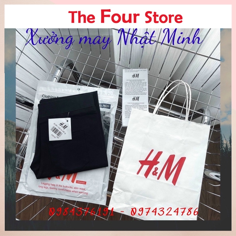 Quần legging nữ chất vải cotton kèm túi hm co giãn 4 chiều Combo quà tặng kẹo