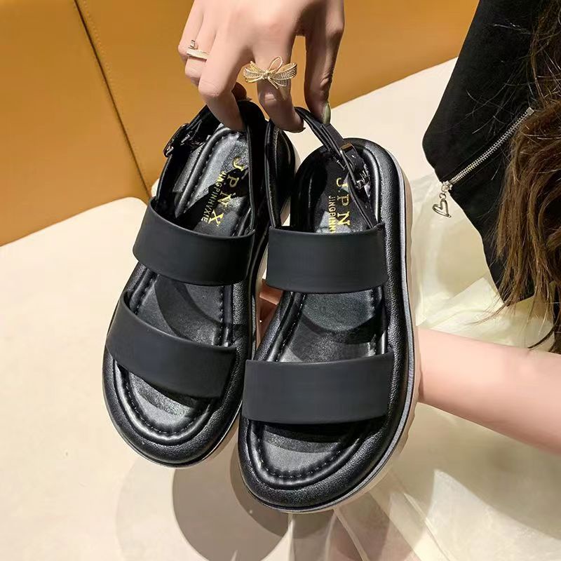 Giày Sandal Thể Thao Đế Dày Dây Chéo Màu Xanh Lá Cây Phong Cách Mới