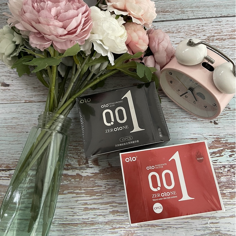 Bao cao su OIO 0.01  siêu mỏng nhiều gel bôi trơn kéo dài thời gian 001mm Hộp 10 bao cao su