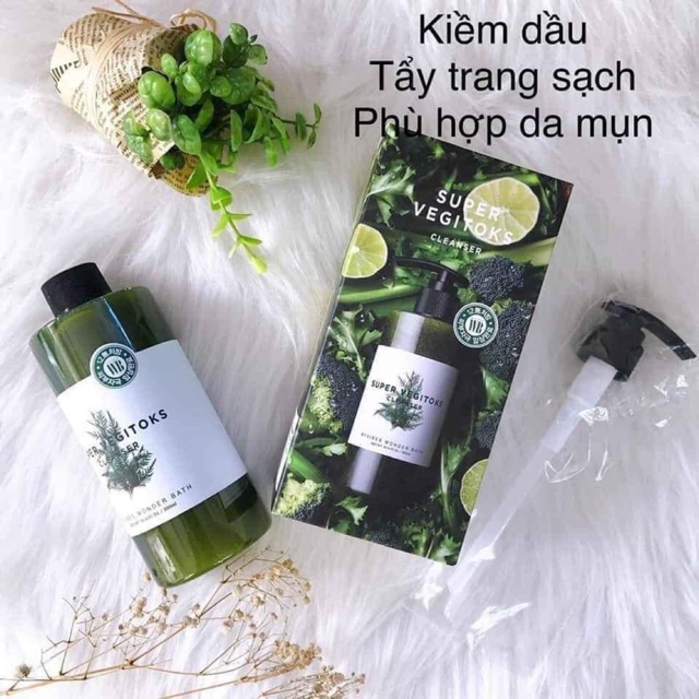  Sữa rửa mặt thải độc sủi bọt rau củ Super vegitoks cleanser / xanh rau củ, đỏ cà chua