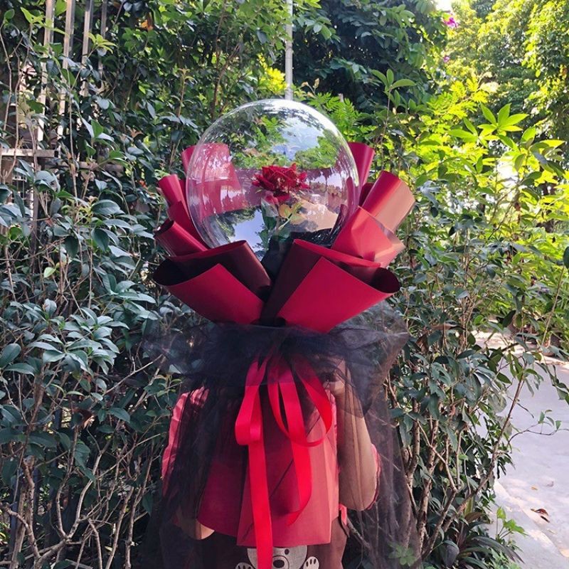 Sét bóng lồng sẵn hoa, que, đèn led, giấy gói, ruban, bơm, voan lưới