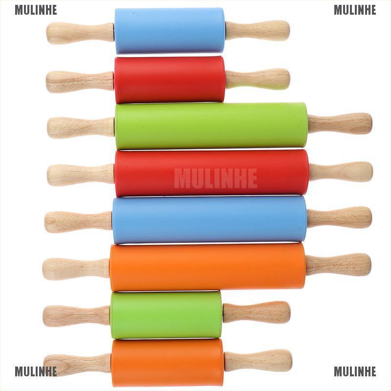 Cây Lăn Bột Làm Bánh Bằng Silicone Cán Gỗ Chống Dính
