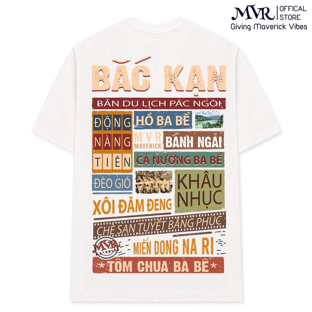 Áo thun in 2 mặt Unisex phông rộng 2 mặt cotton Bắc Kạn ao cặp gia đình du lịch fact UNDER MVR BB4176