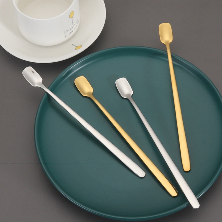 Muỗng cafe, Thìa cafe, thìa Thìa inox cán dài 2 kiểu tròn vuông (TVB02)