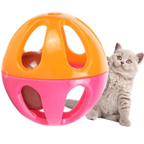 Đồ chơi banh nhựa mini có chuông cho chó mèo con