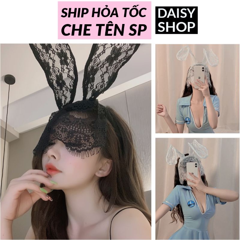 Mặt nạ hóa trang thỏ sexy - băng đô tai thỏ kèm mạng che mắt phụ kiện cosplay Halloween đêm Giáng Sinh Noel