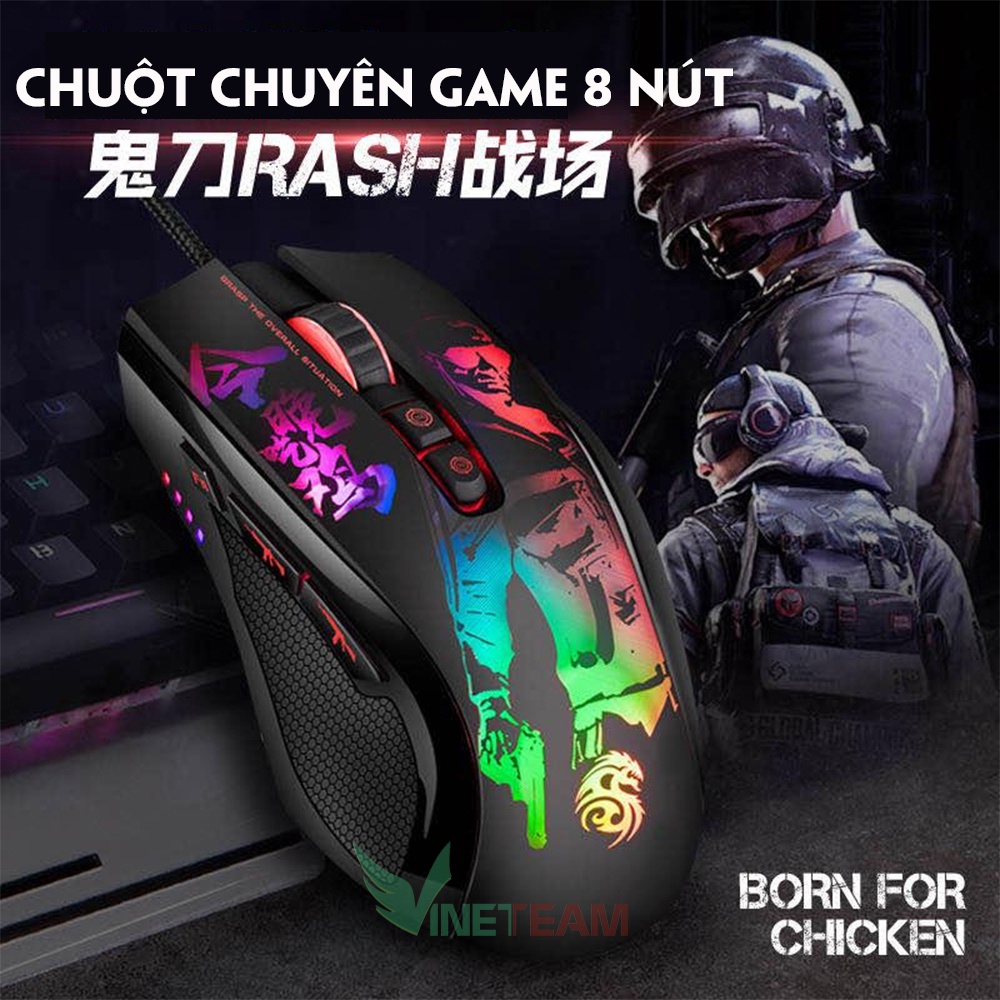 Chuột ghìm tâm Demon Baron | Hỗ trợ ghìm tâm PUBG, Led RGB,8 nút Autotap,BH 6 tháng -dc4133