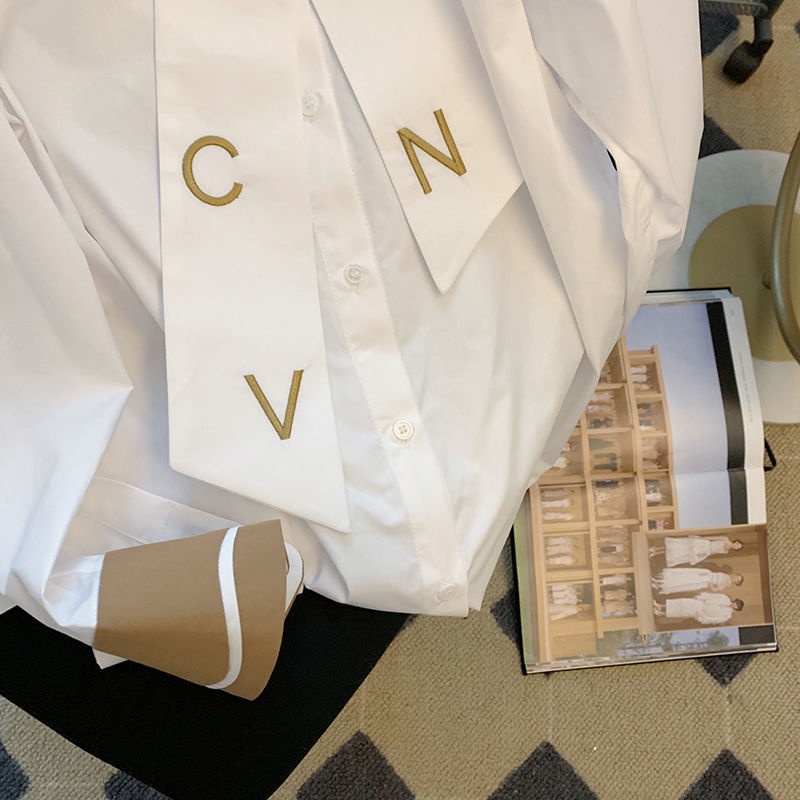 Áo Sơ Mi Thắt Nơ 6 Màu Trắng Phong Cách Mùa Xuân Kiểu Mới Phù Hợp Với Mọi Thiết Kế Cho Nữ