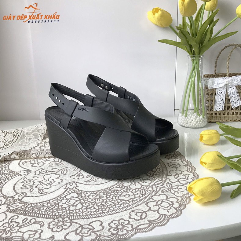 Sandal Cross Nữ Brooklyn High Wedge Cao 9 cm Màu Đen