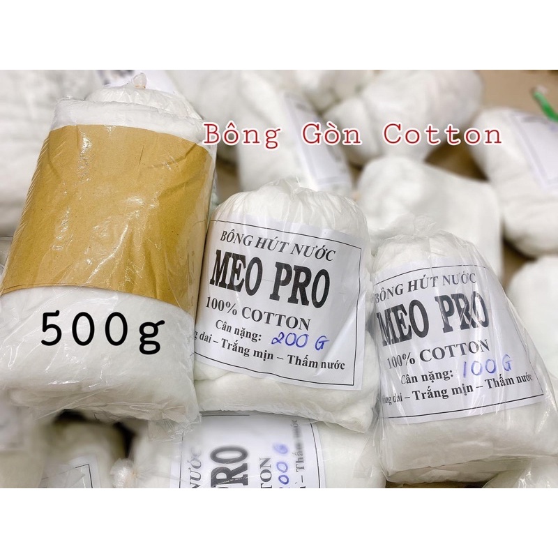 Bông gòn 100% cotton hút nước , bông dai - trắng - mịn .