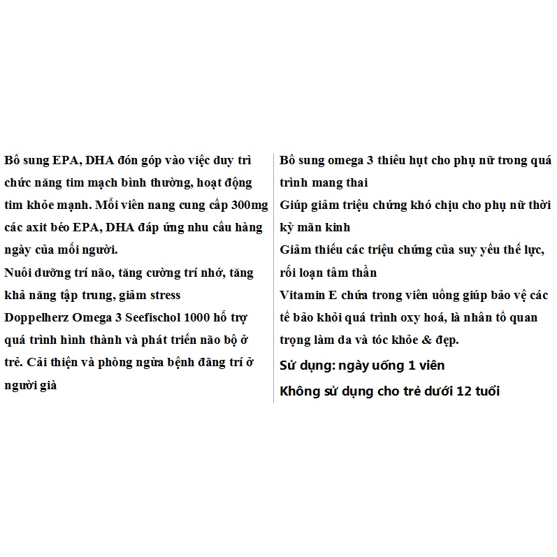Omega3 Seefischol 1000 hộp 80 viên của Đức