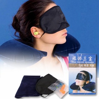 Gối hơi du lịch kèm bịt mắt, bịt tai