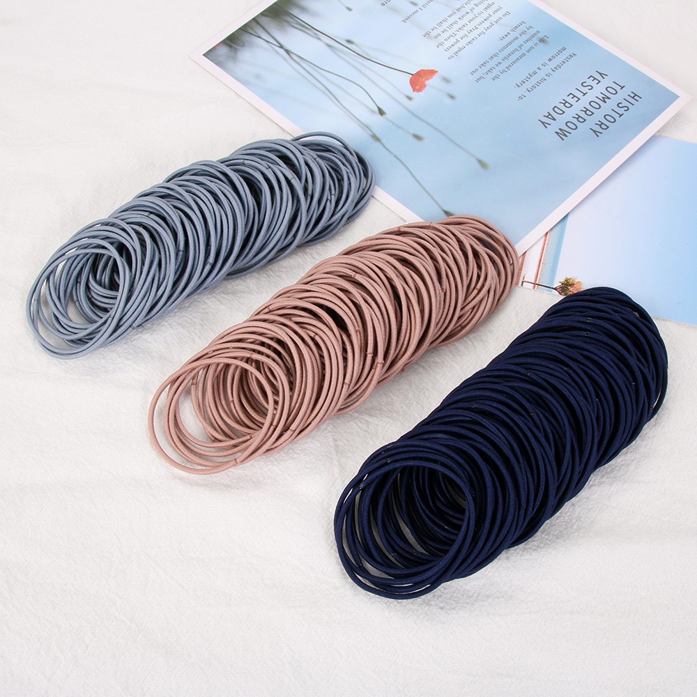 Bộ 100 dây buộc tóc đàn hồi đáng yêu đơn giản thời trang dành cho nữ