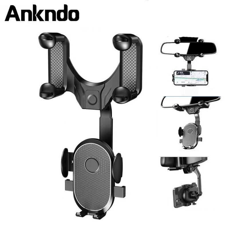 Giá đỡ ANKNDO xoay 360° giữ điện thoại/ GPS điều chỉnh cho gương chiếu hậu ô tô