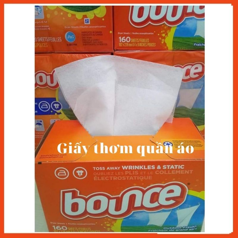 Giấy thơm quần áo và làm mềm vải Bounce Mỹ tách lẻ 10 tờ và 50 tờ đựng trong túi Zip - NgocThi Store