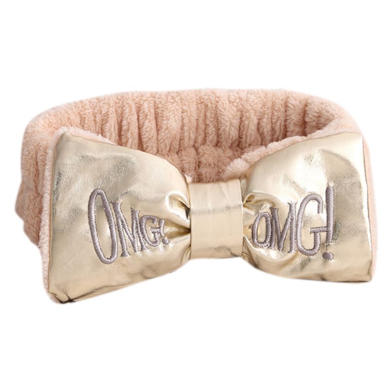 Băng Đô Cài Tóc Rửa Mặt Bằng Lông Cừu San Hô In Chữ flgo OMG Cho Nữ