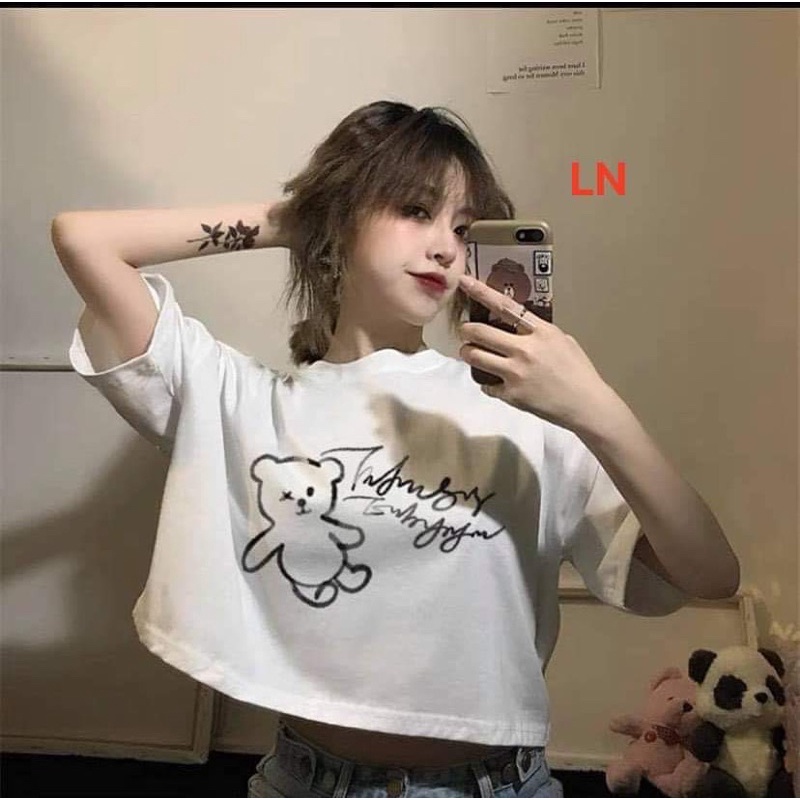 Áo croptop gấu chữ TH6