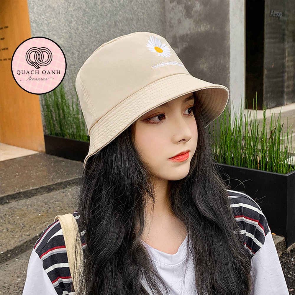 [Mã SKAMCLU8 giảm 10% cho đơn từ 100K] Mũ bucket tai bèo hai mặt vành rộng thêu hoa cúc unisex - MU55