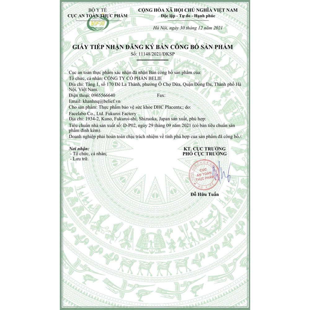 VIÊN UỐNG NHAU THAI DHC PLACENTA - 30 NGÀY