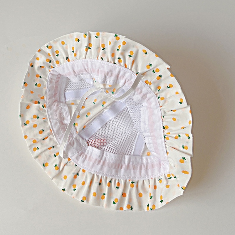 Mũ Tai Bèo Vành Rộng Phối Lưới Chống Tia UV Họa Tiết Hoa Thời Trang Xuân Hè Cho Bé Gái Sơ Sinh