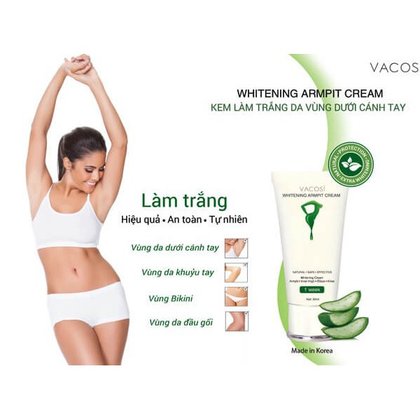 [ Hàng chính hãng] Kem làm trắng vùng da dưới cánh tay Vacosi Whitening Armpit Cream 30ml