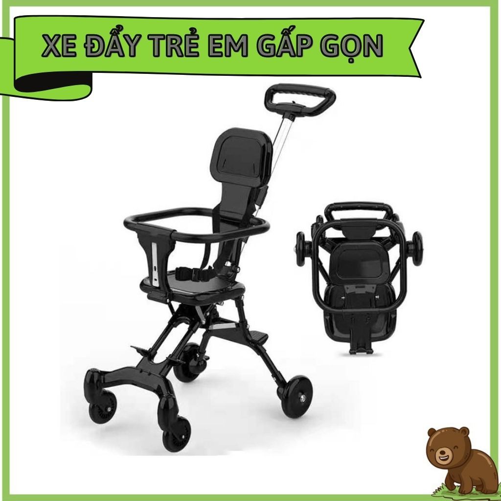 XE ĐẨY DU LỊCH CHO BÉ - XE ĐẨY ĐẢO CHIỀU, GẤP GỌN, XOAY CHIỀU - THOÁNG LƯNG CHO BÉ