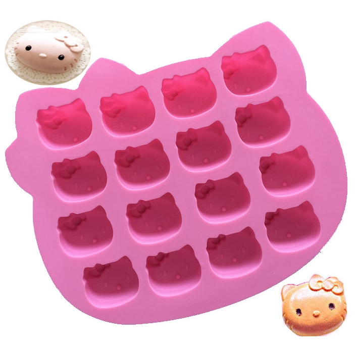 Khuôn silicon 16 ngăn làm bánh chocolate hình Hello Kitty