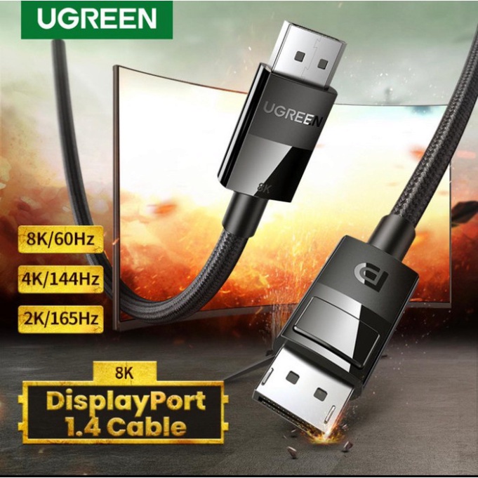 Cáp Displayport 1.4 Ugreen DP114 Dây Bọc Dù Phân Giải 165Hz - Hàng Chính Hãng