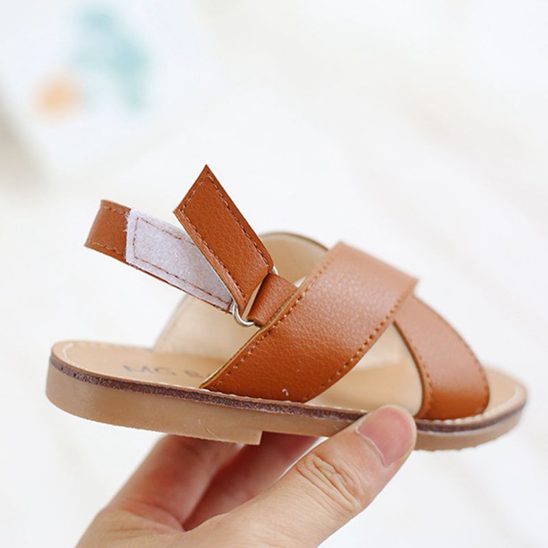 Giày Sandal Da Pu Khóa Dán Thời Trang Cho Bé