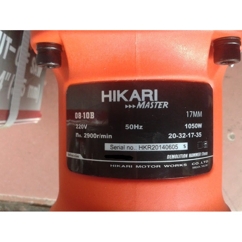 Máy đục bê tông Hikari 08-10B Hikari made in  Thái lan, màu đỏ,  1050W, dây đồng chịu nhiệt.