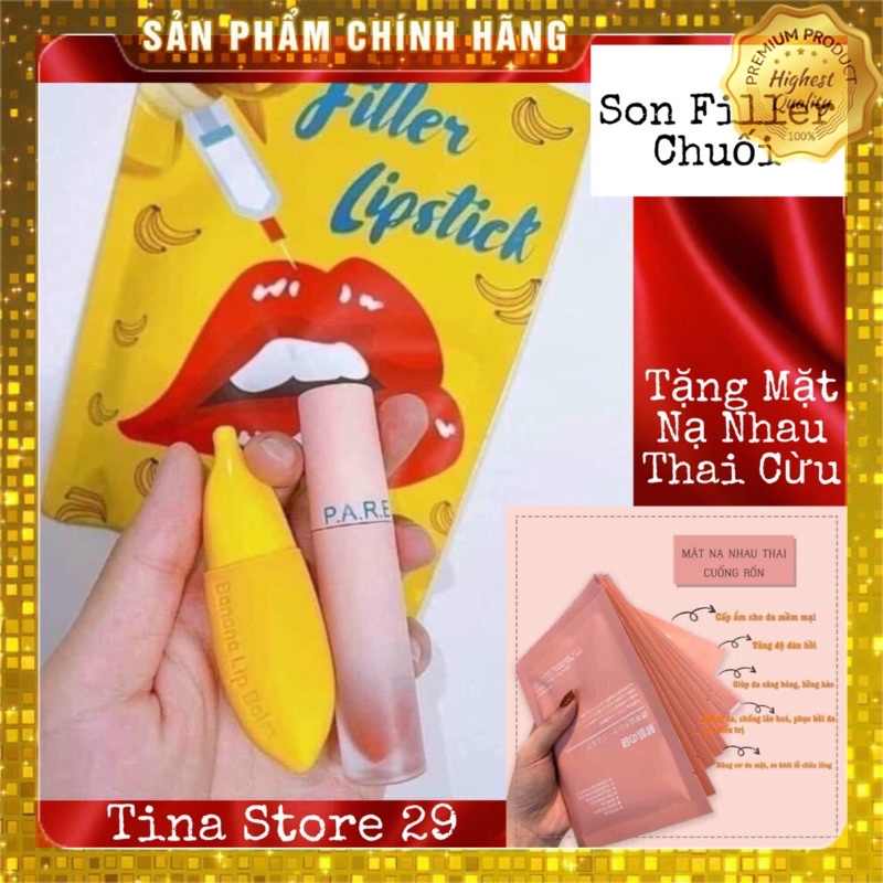 Son chuối filler giúp giảm thâm môi , giúp môi hồng hào , mềm mịn tặng kèm 1 son lì, tinastore29