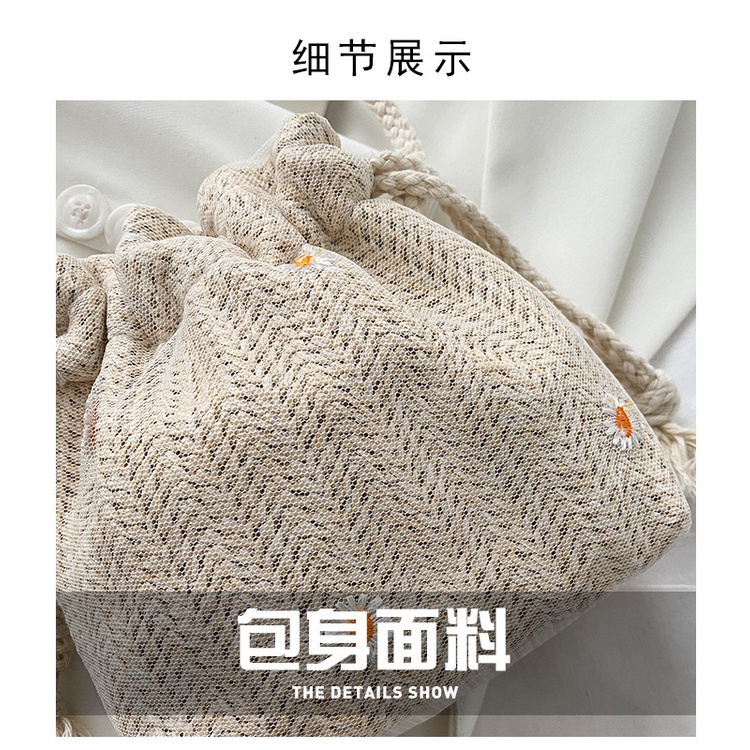 Túi Cói Đeo Chéo Phối Ren Thời Trang Cho Nữ