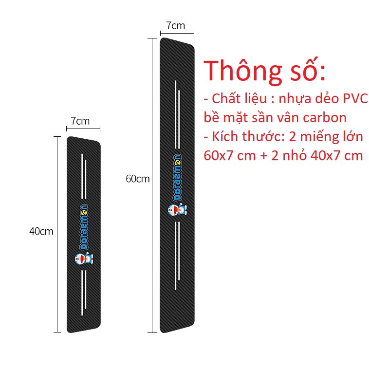 Bộ 4 dán bậc cửa vân carbon chống trầy xước bậc dẫm lên xuống xe hơi ô tô đủ thương hiệu xe LOẠI TỐT