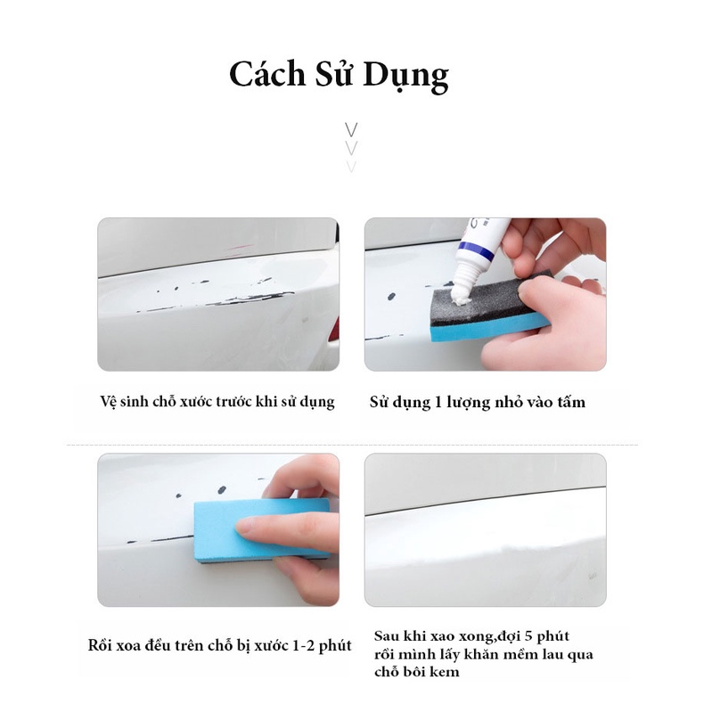 Kem Làm Mờ Vết Xước Xe Ô Tô,Xe Máy - Tặng Kèm Miếng Bọt Biển Đánh Bóng Xe